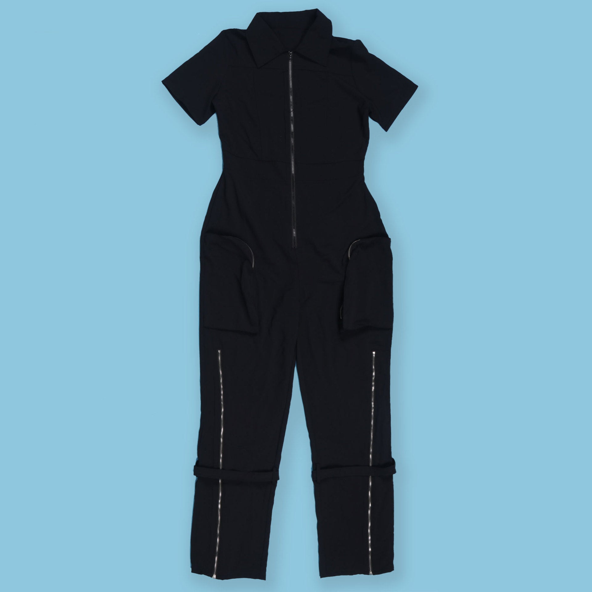 Women Sexy Summer Zipper Pocket Jumpsuit 24