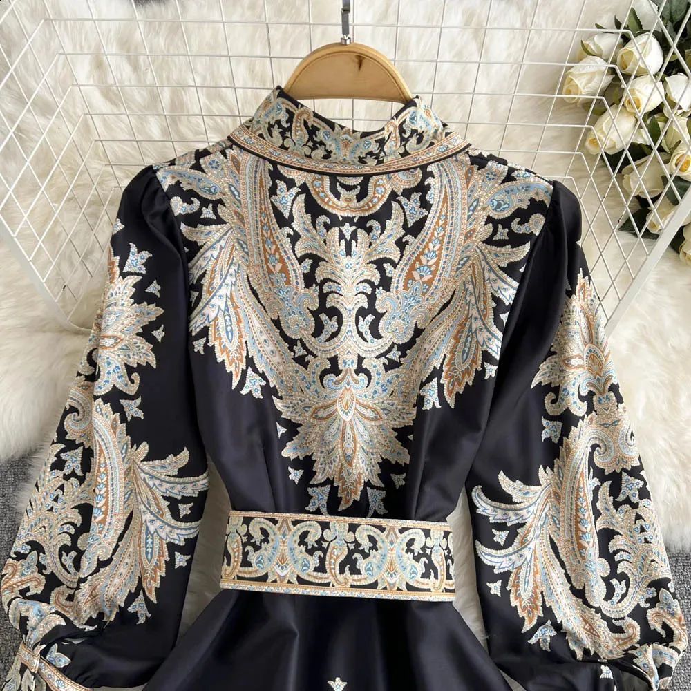 Women Vintage Print French Dress 7