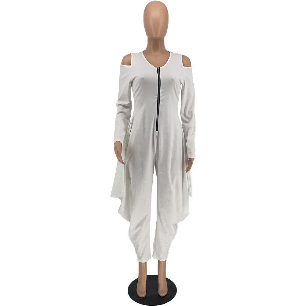 Women's Solid Color Cutout Long Sleeve Fashionable Loose Jumpsuit 38