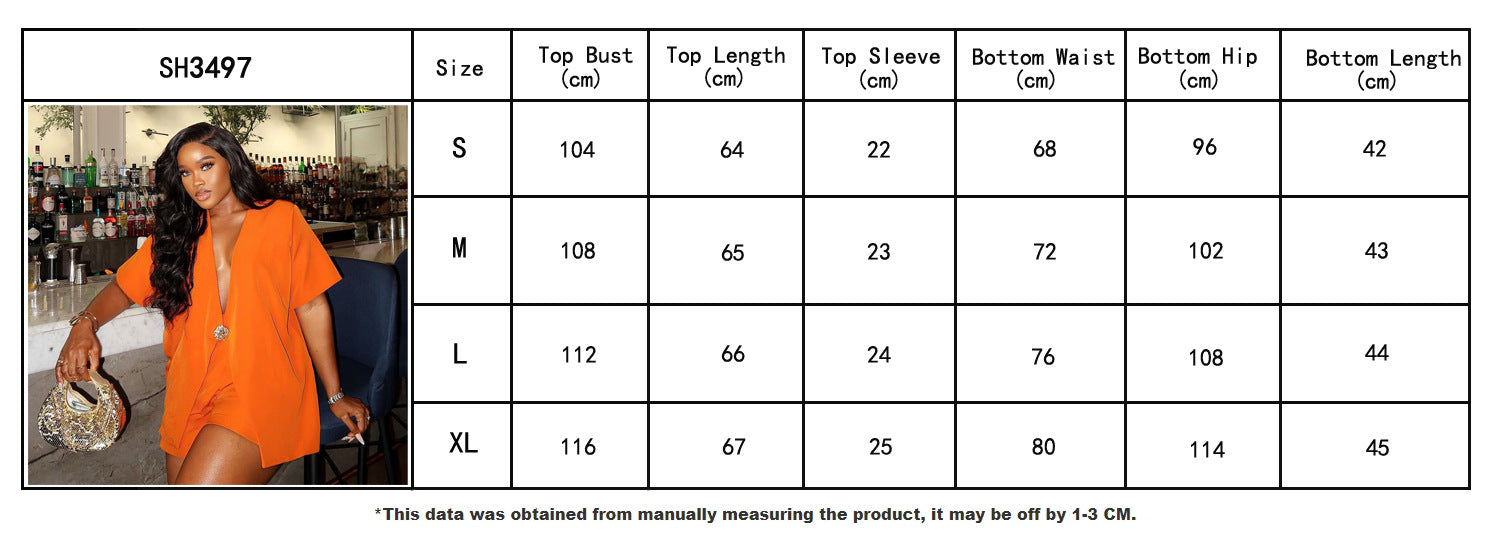 African Fashion Solid Color Short-Sleeved Top High Waist Shorts Women Two-Piece Set 6