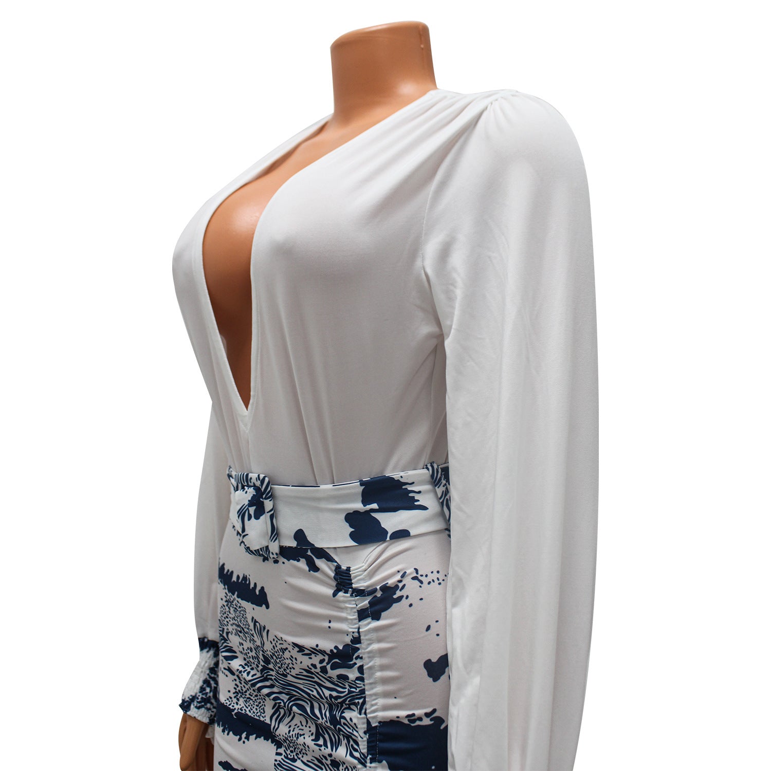 Women Patchwork Print Tie Dye Slit Dress 10