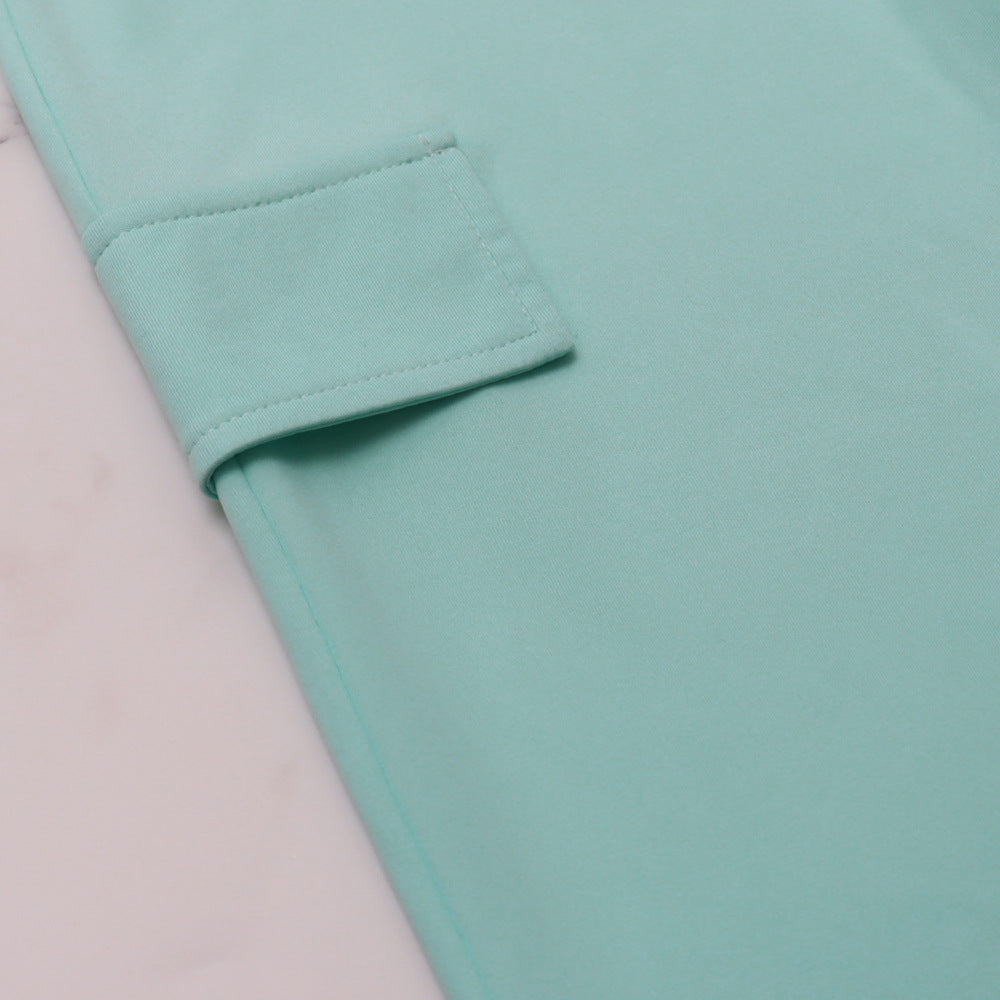 Casual Women's Short Sleeve Top Summer Solid Color Versatile Loose Straight Leg Trousers Two-Piece Set 19