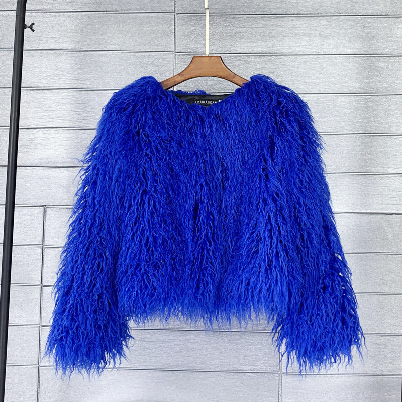 Fur Coat Solid Color Ladies Cropped Coat 8