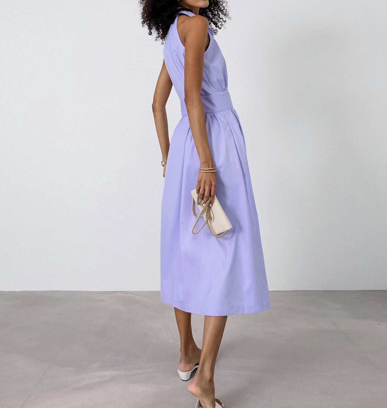 Women Summer Sexy Purple Elegant Sleeveless Halter Neck Dress 23