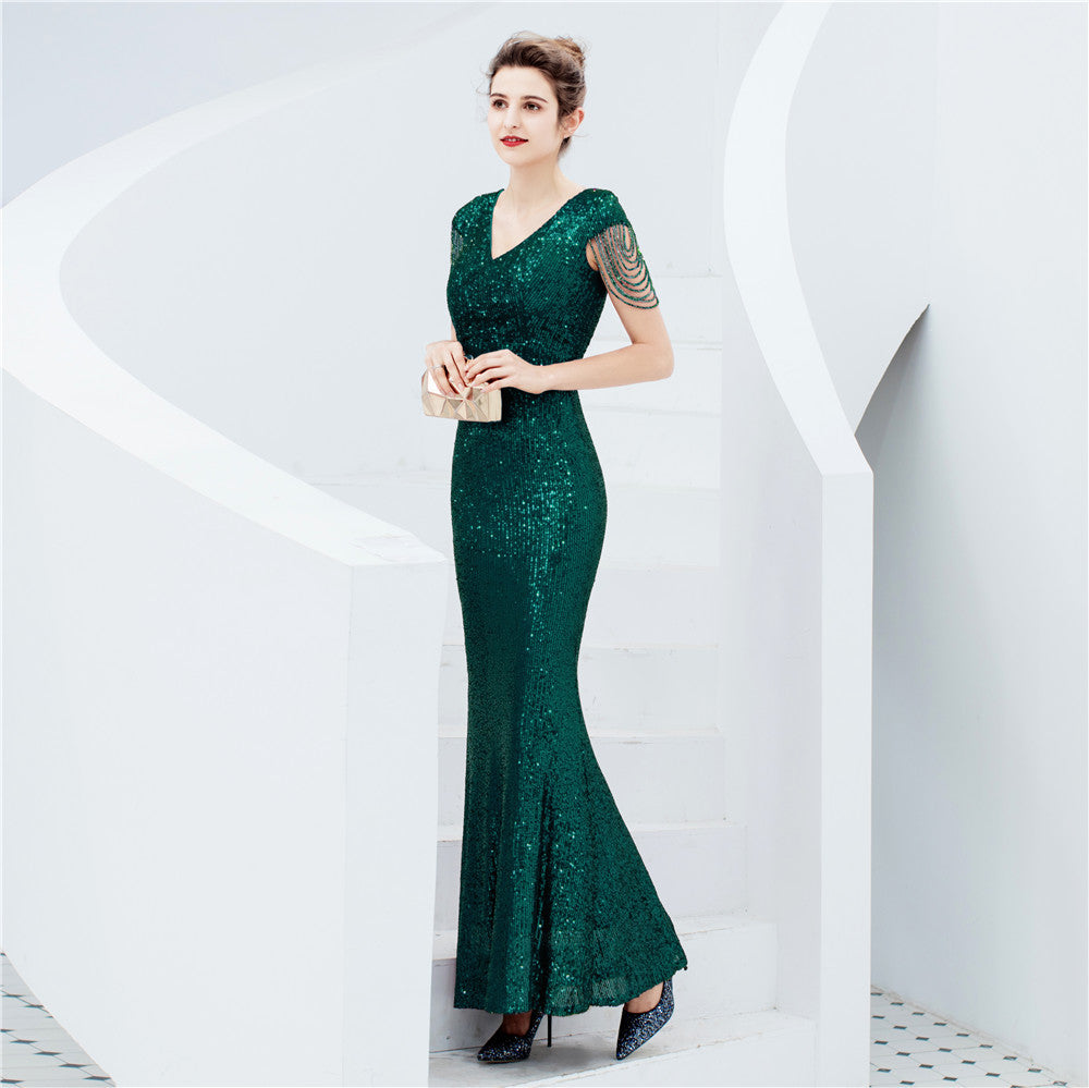 Plus Size Women Sequined Formal Party Maxi Evening Dress 14