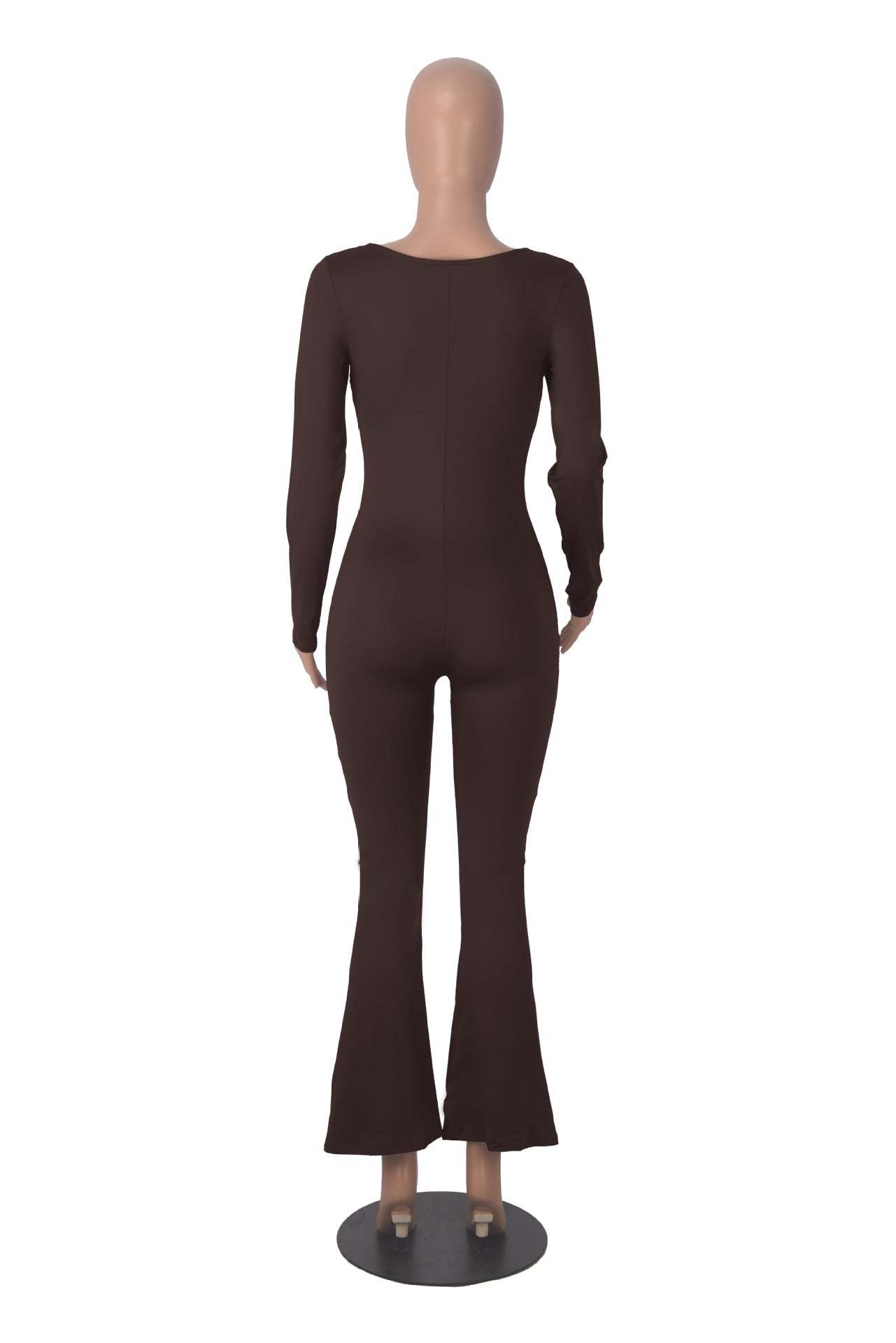 Women's Long Sleeve Square Neck High Stretch Slim Tight Fitting Jumpsuit 18