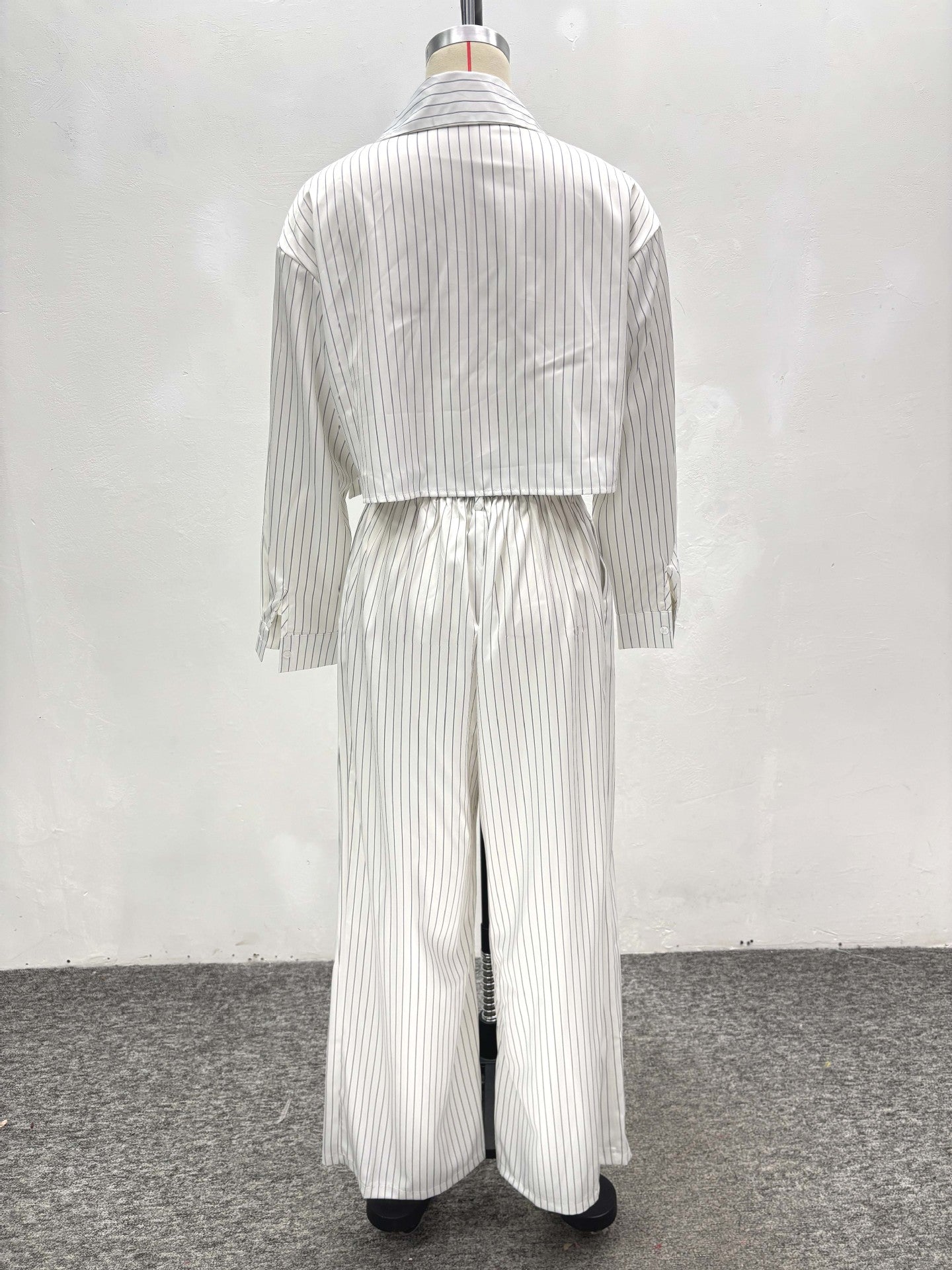 Plus Size Women African Stripe Turndown Collar Shirt Casual Wide Leg Pants Two Piece Set 5