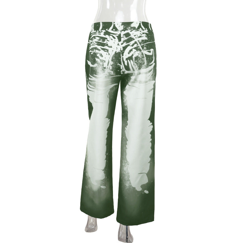 Autumn Women's Clothing Street Casual Print Trousers 7