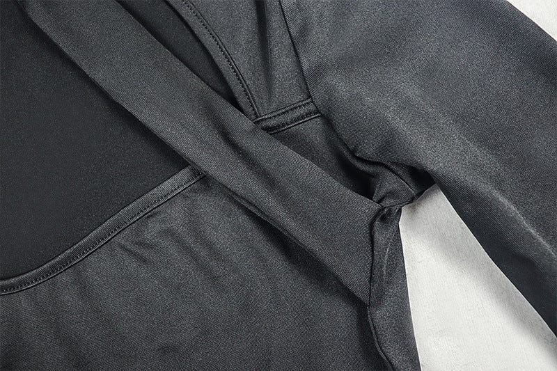 Women's Solid Color Hollow Out Sexy Fashion Long Sleeve Slim Waist Bodycon Short Dress 11