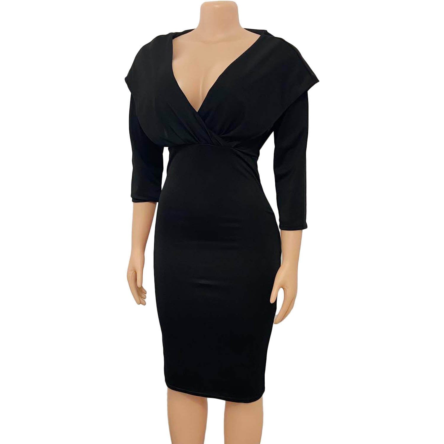 Women'S Spring V Neck Solid Color Bodycon Sexy Fashion Plus Size Dress 9