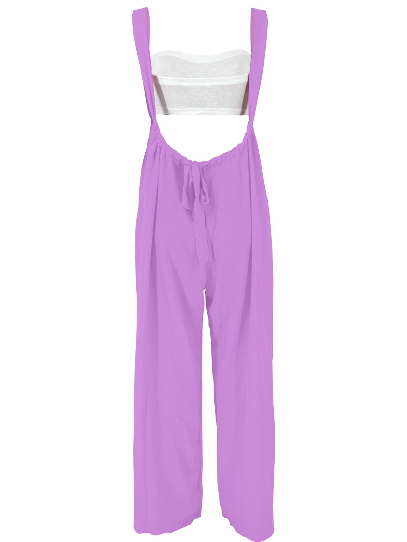 Drawstring Suspenders Wide Leg Trousers Strapless Crop Top Two-Piece Set 28