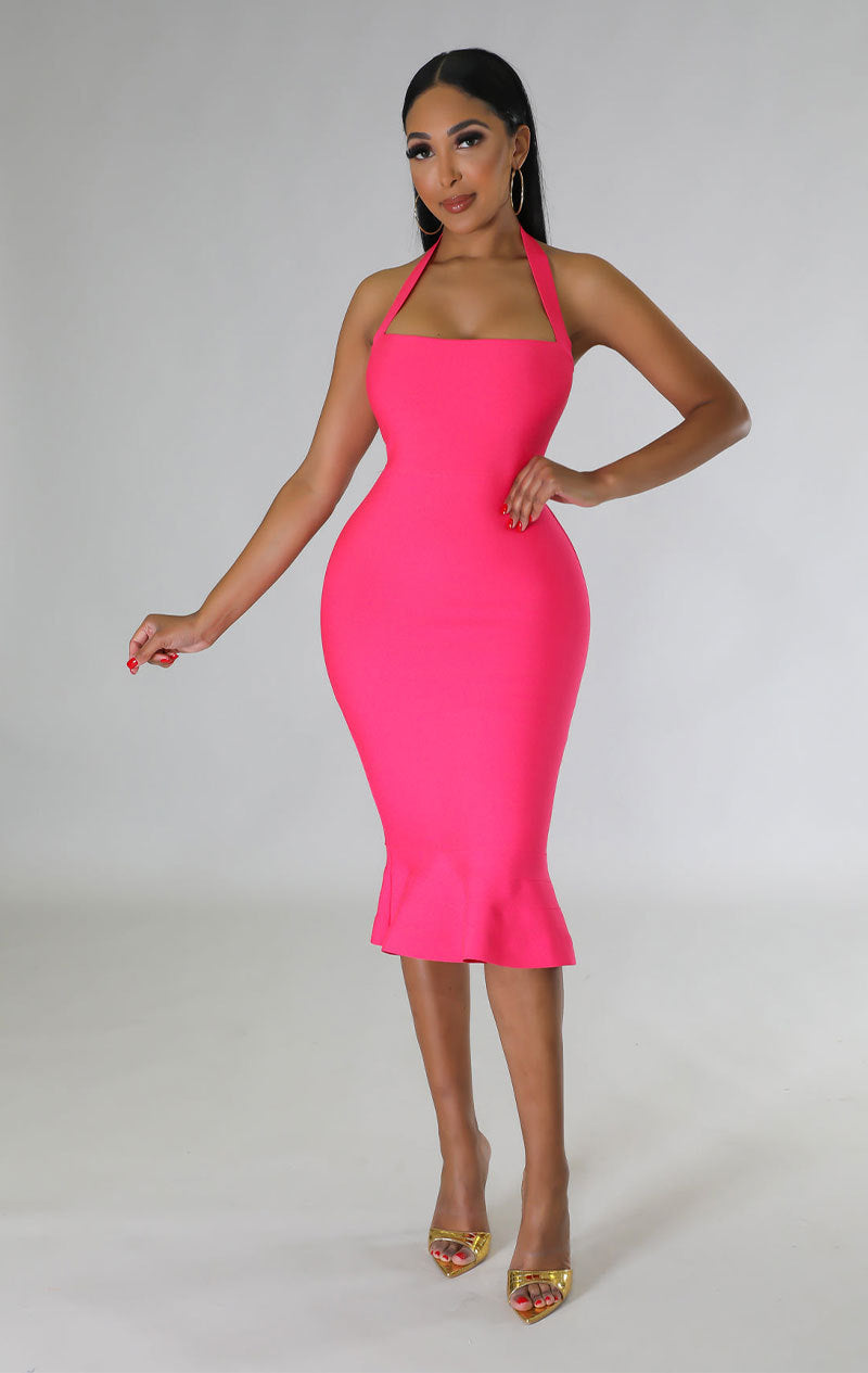 Summer Ladies Sexy Halter Neck Bodycon Dress