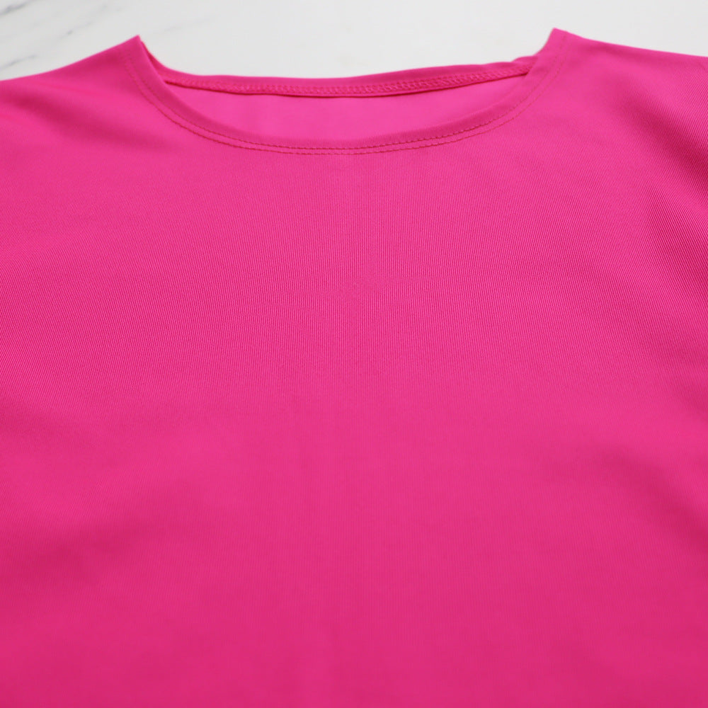 Tight Fitting Short T-shirt High Waist Casual Simple Irregular Skirt Two-piece Set 22