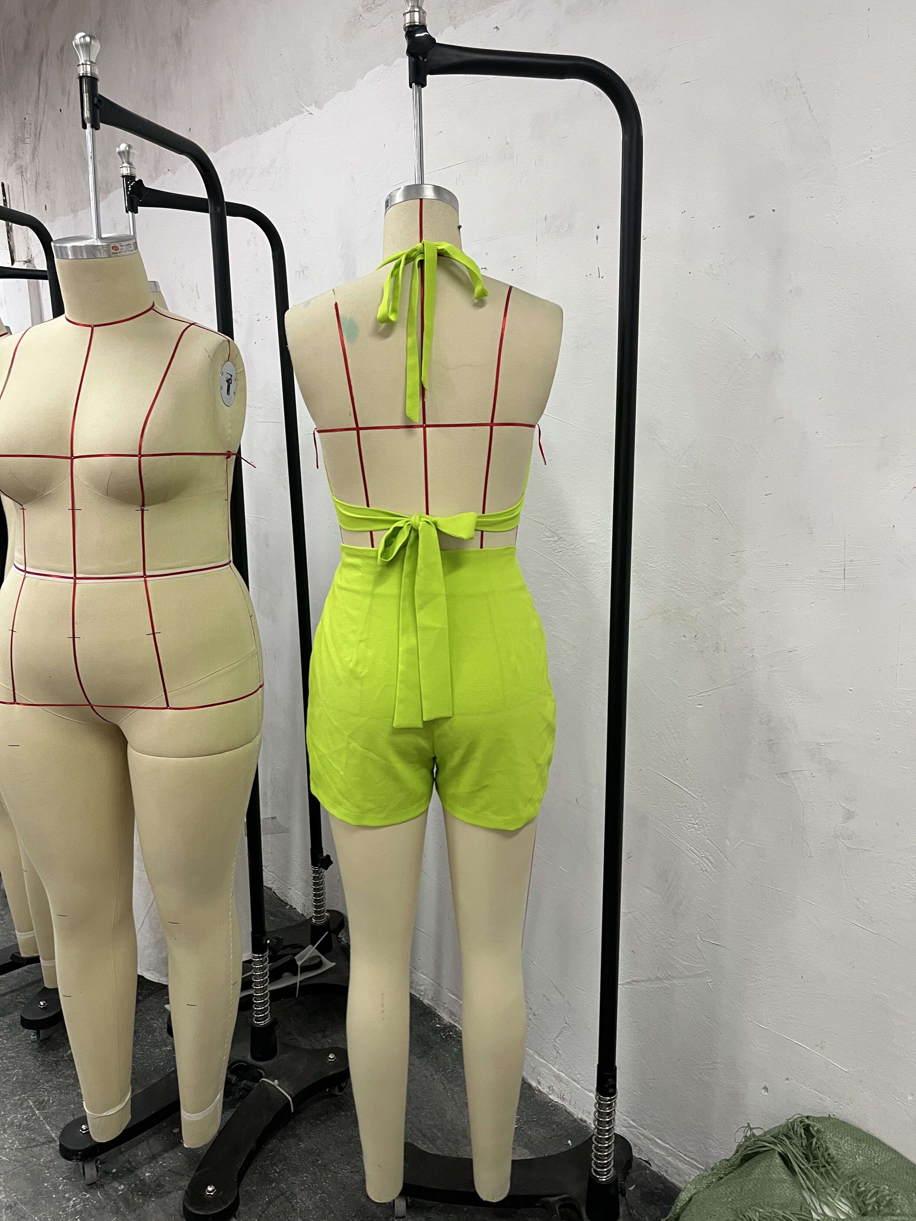 Women's Summer Sexy Halter V Neck Tank Top Shorts Two Piece Set 5