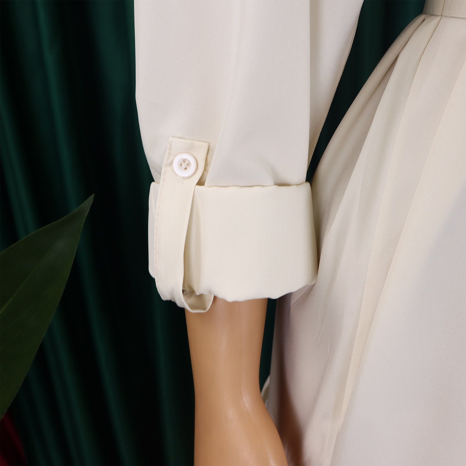 Women's Turndown Collar Solid Color Fashion Loose Casual Button Irregular Shirt Dress 44