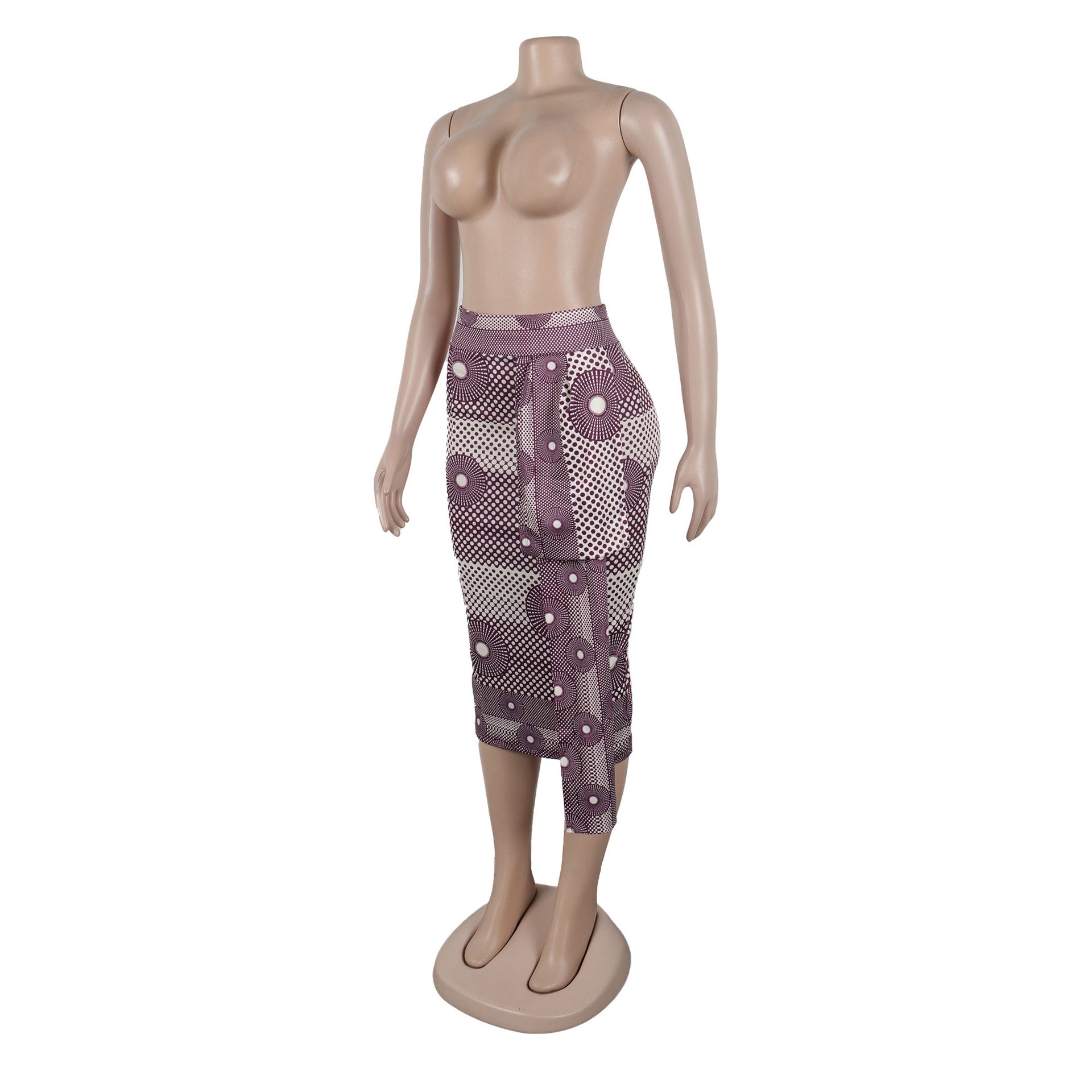 Women Printed Elastic Slit Bodycon Dress 22