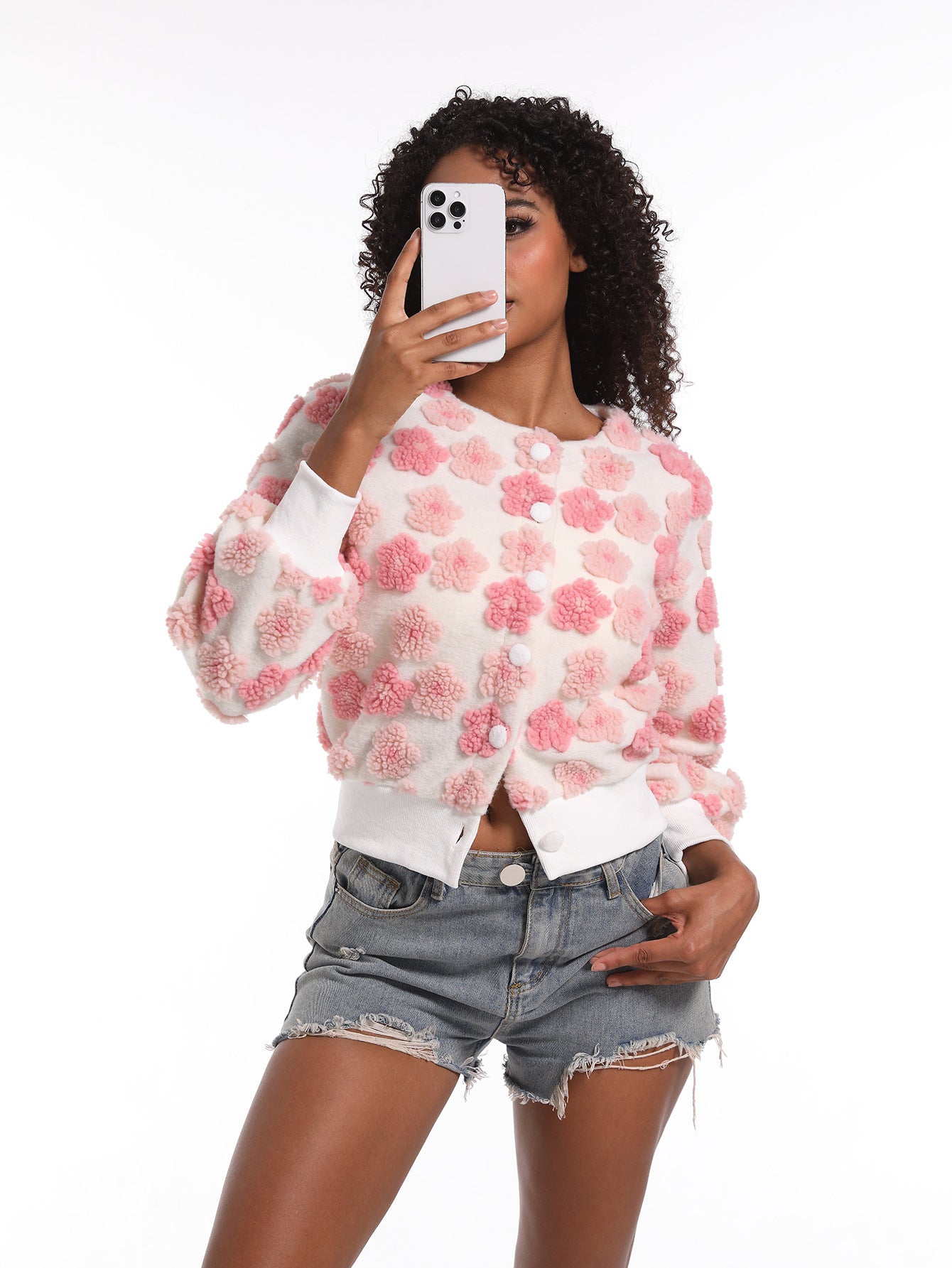 Women's Fashion Casual Jacquard Fleece Coat 10