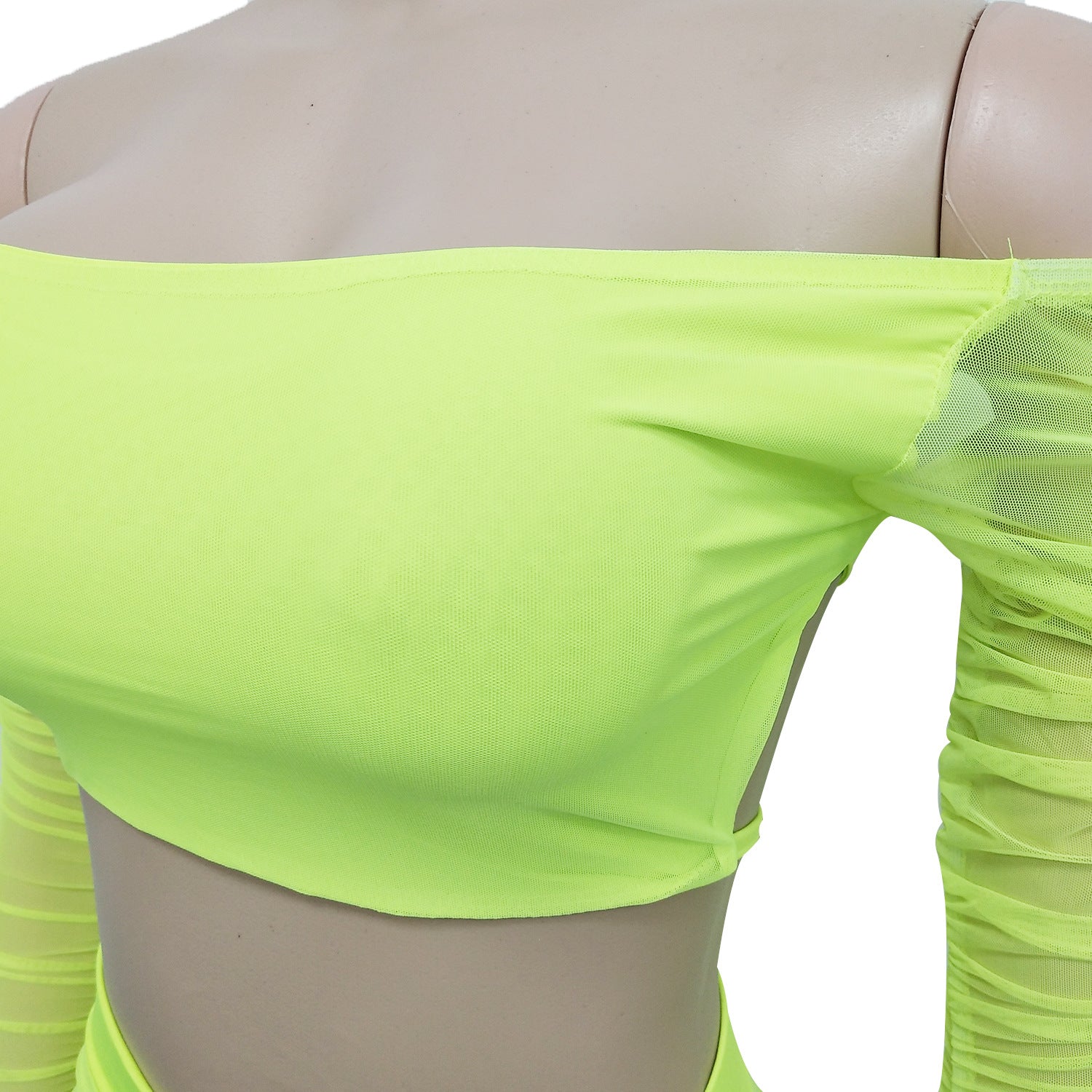 Women Sexy Solid Elastic Pleated Top and Pants Two-Piece Set 7