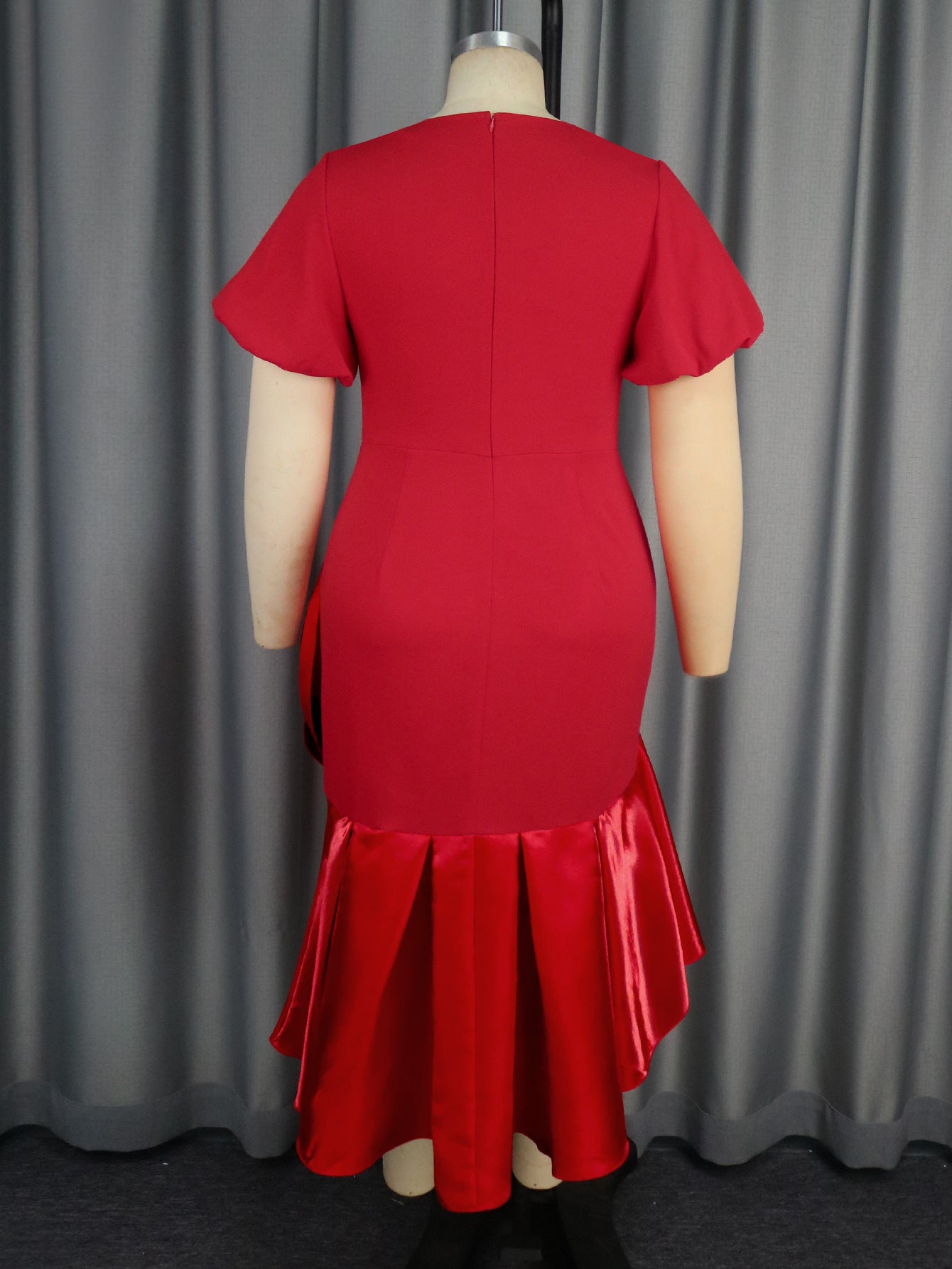 Square Neck Puff Sleeve Fishtail High Waist Formal Party Dress 4