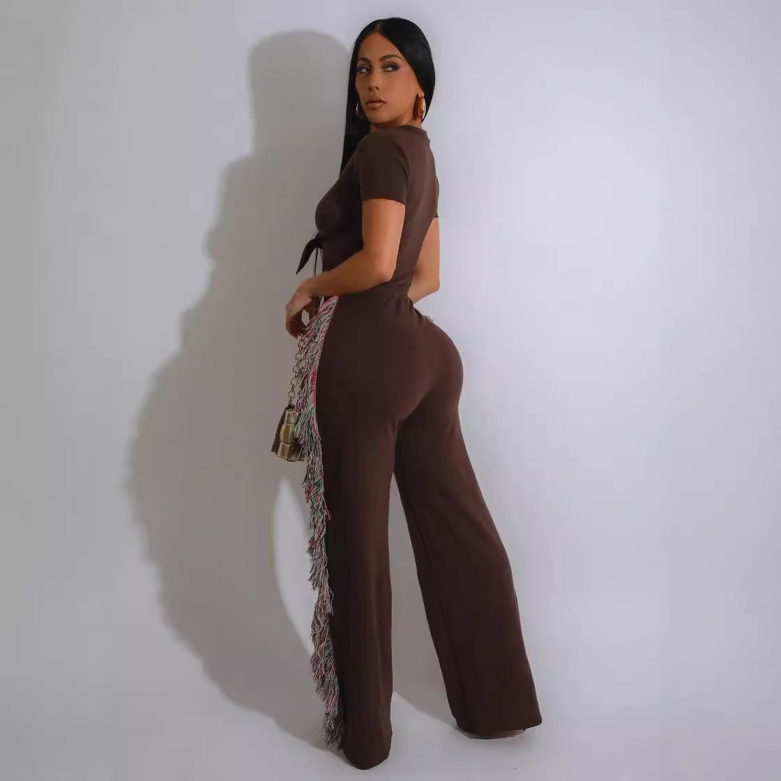 Women Sexy Lace-Up Tassel Jumpsuit 4