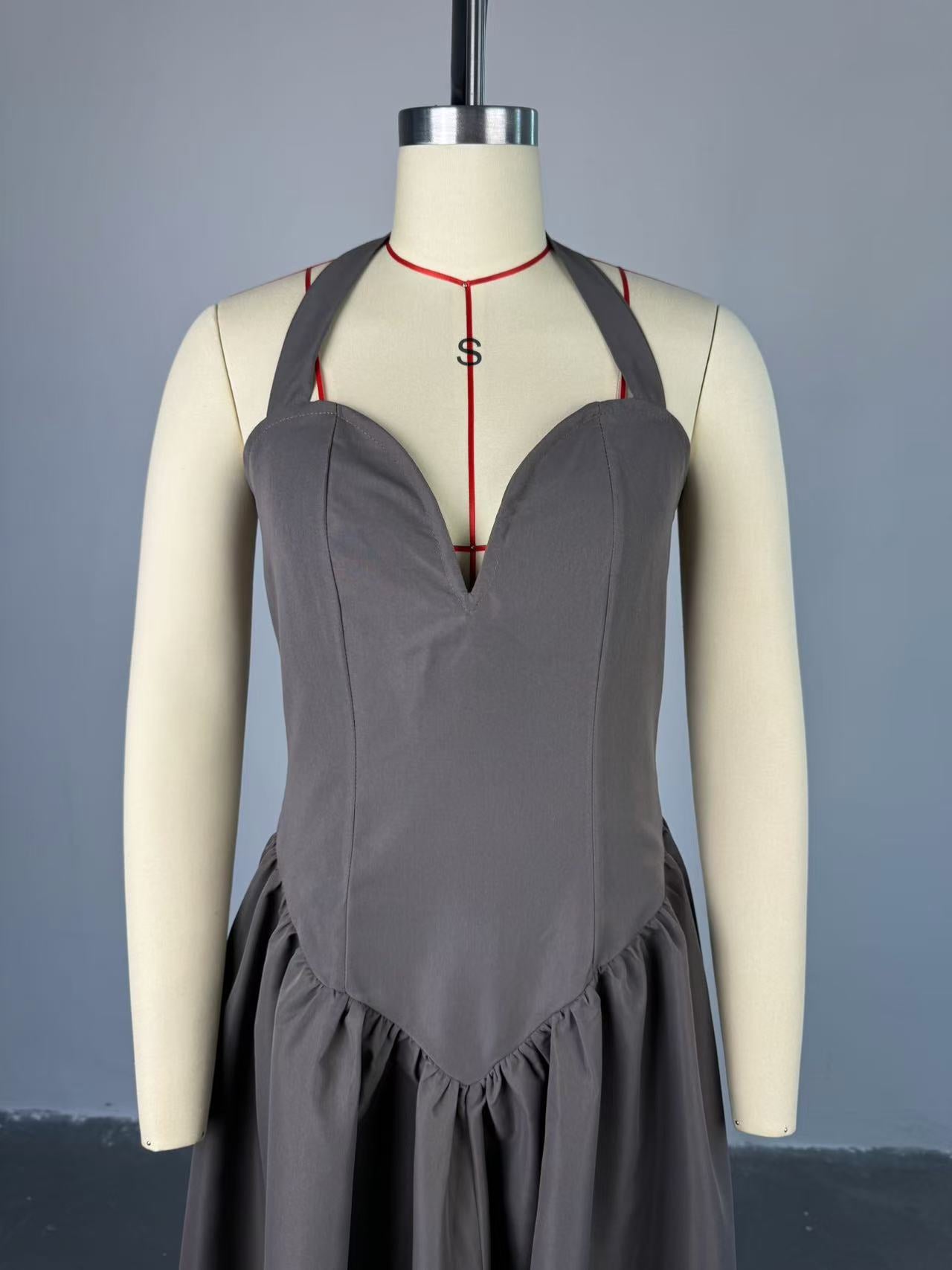 Women Sexy Deep V-Neck Halter Neck Dress 8