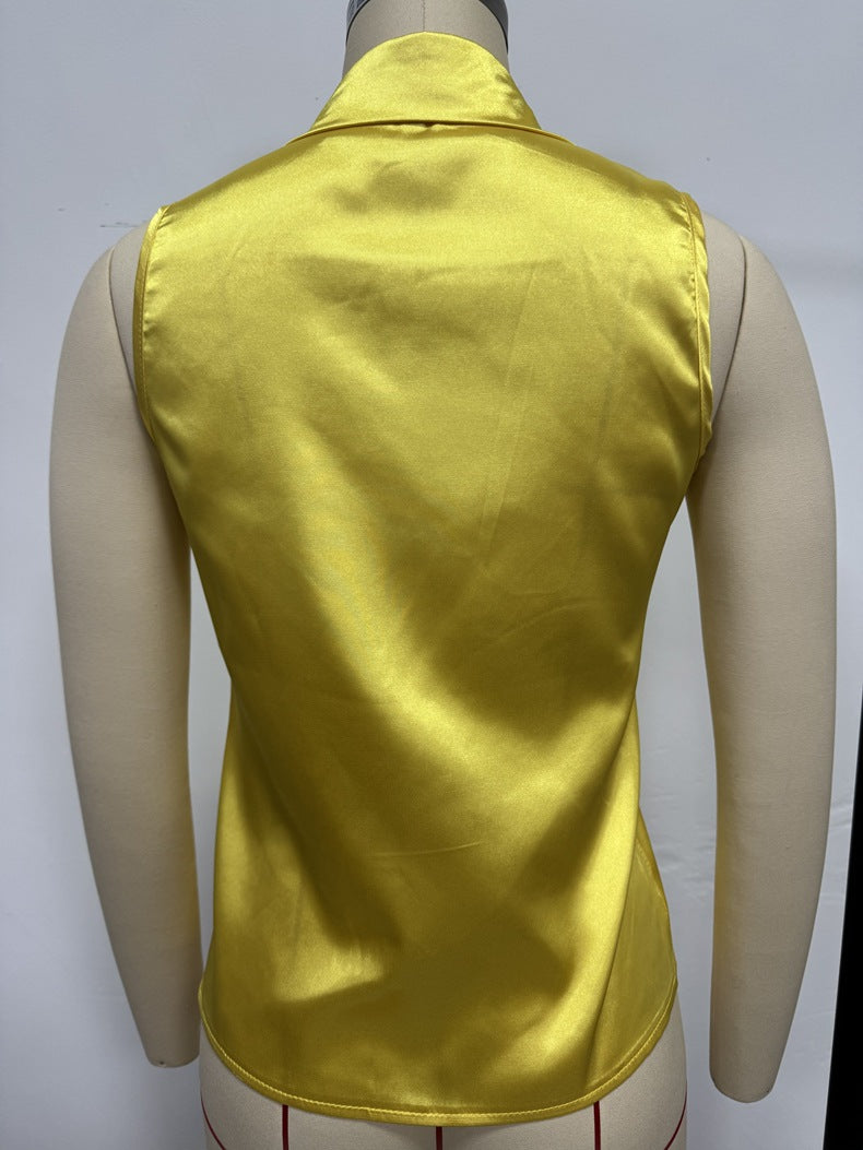 Women sleeveless shirt Career Solid shirt 21