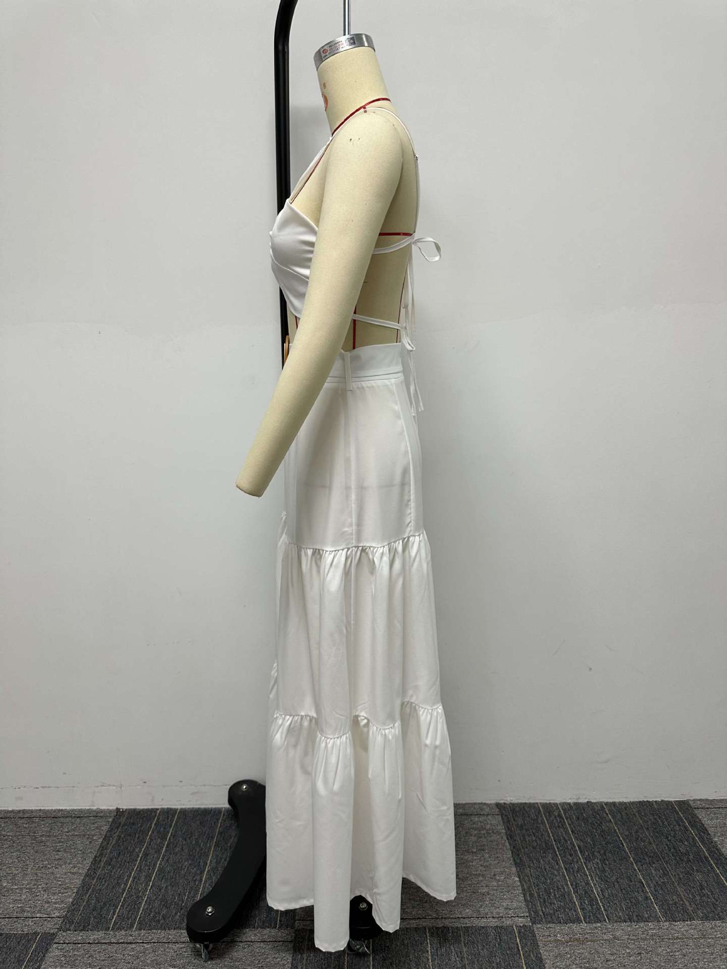 Women Sexy Solid Crop Top and Belt Skirt Two-Piece Set 11