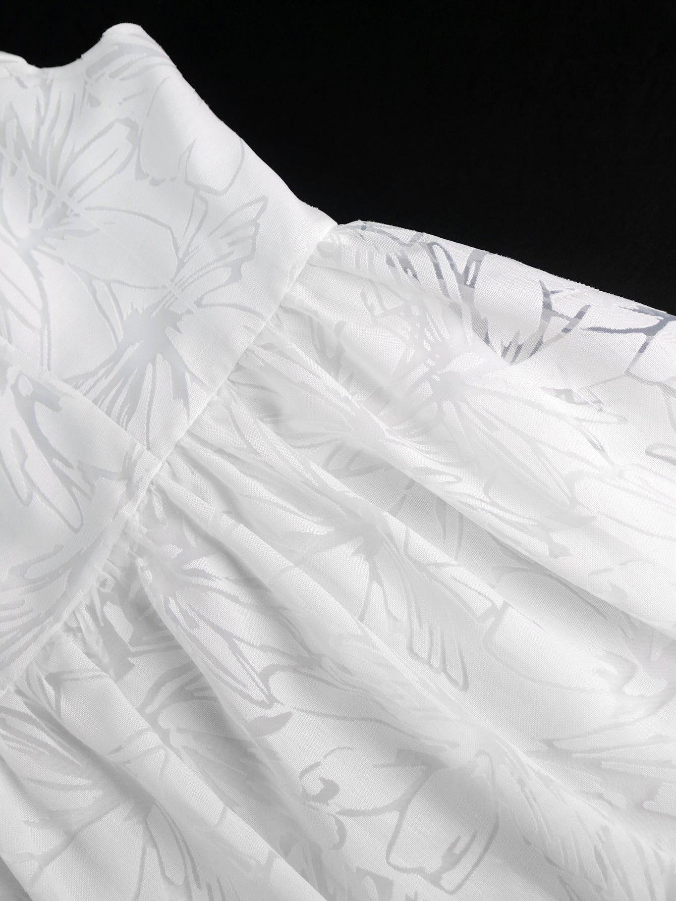 Plus Size Wedding Jacquard White Square-Neck High-Waist A-Line Elegant Wedding Dress 14