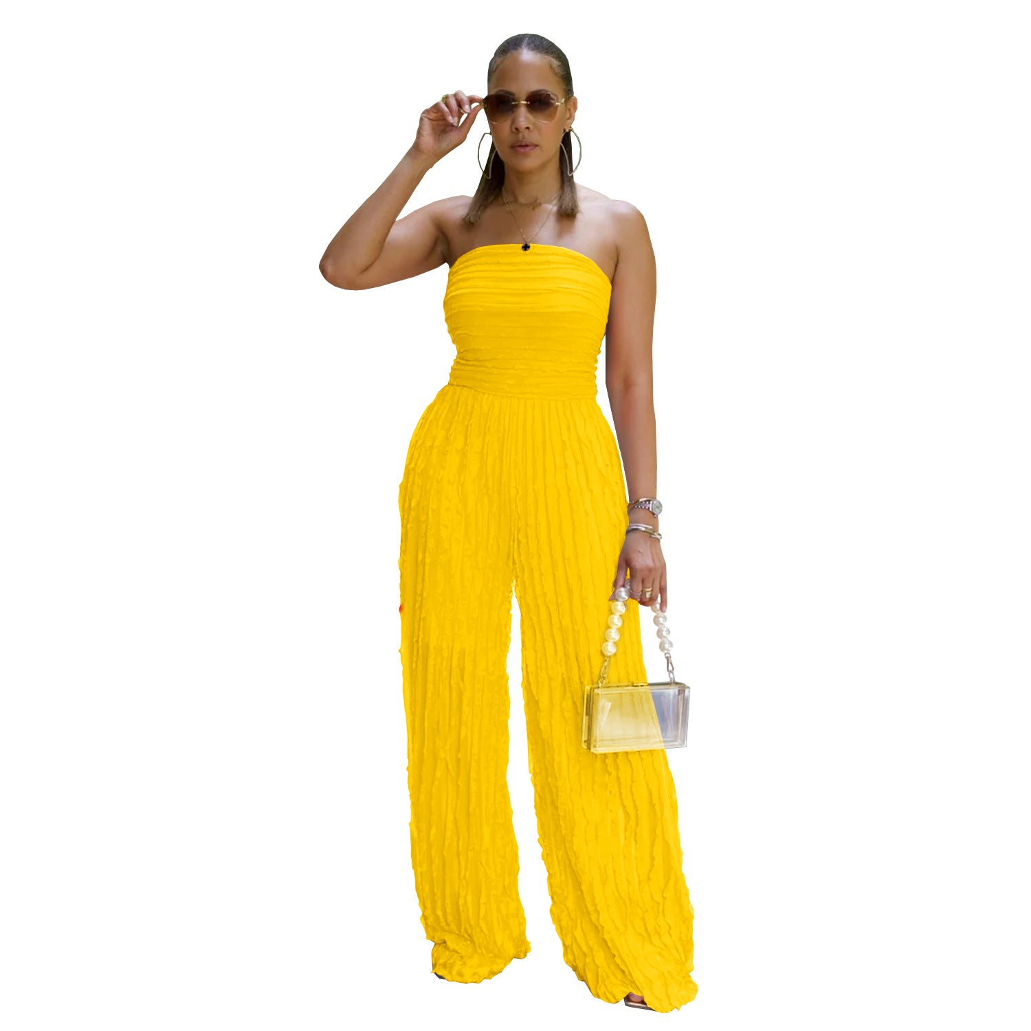 Women solid casual wave pattern jumpsuit 17