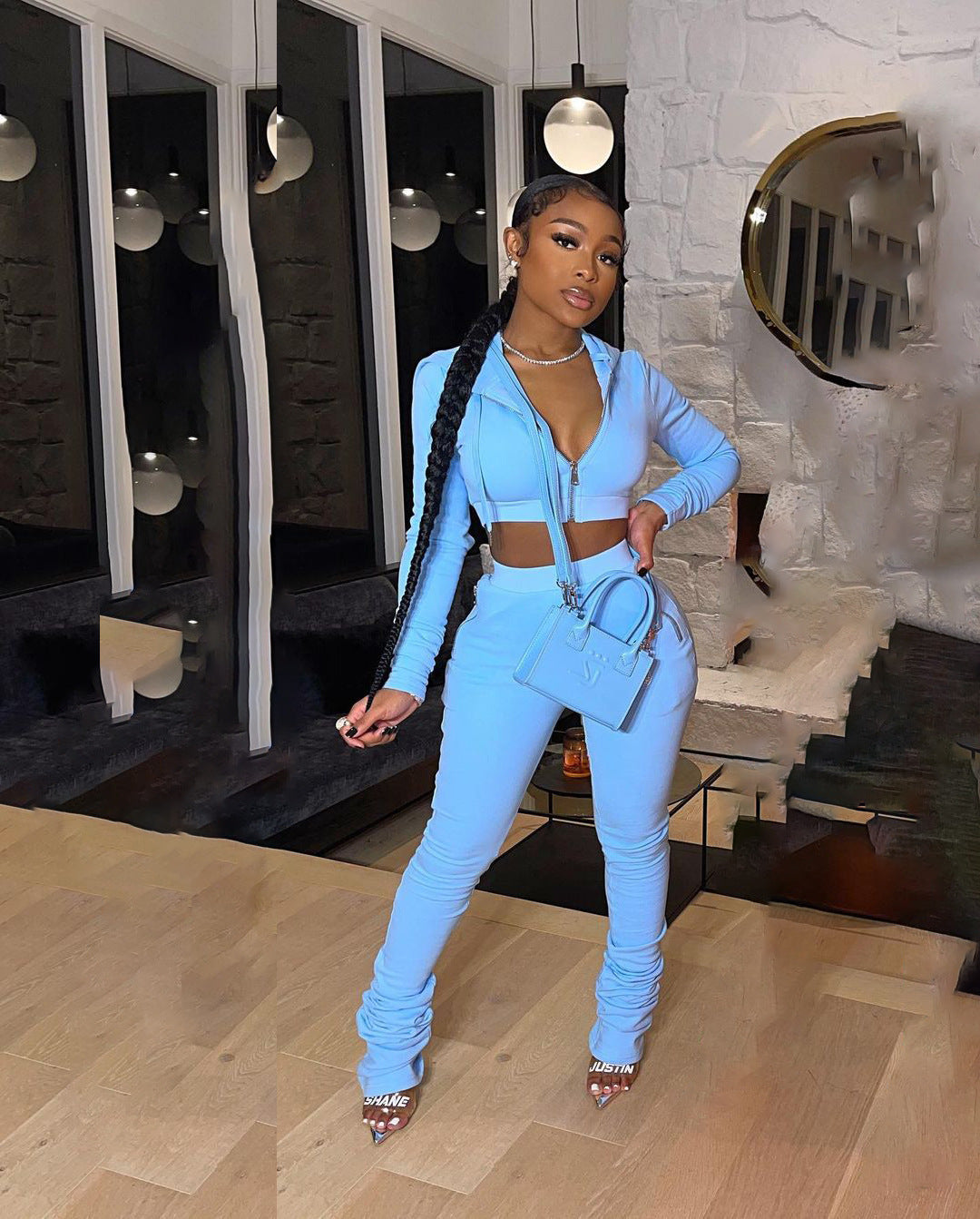 Fashion Casual Women's Hooded Long-Sleeved Top Pants Set Two-Piece Set