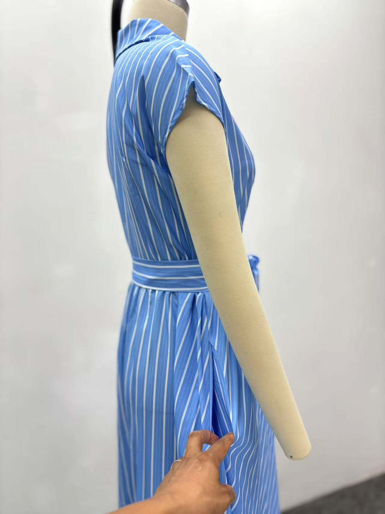 African Women elegant sleeveless single-breasted striped lace-up dress 19