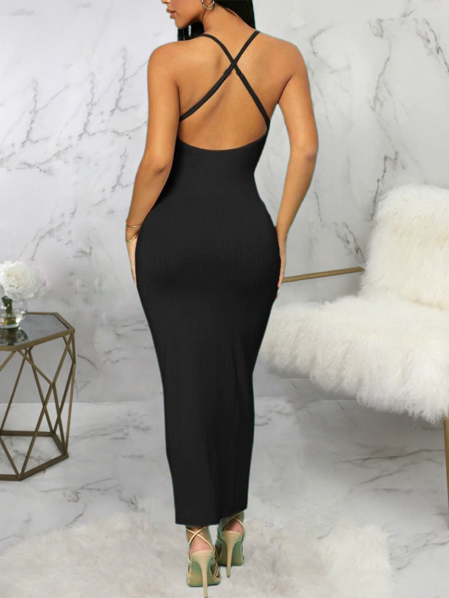 Women Sexy Strapless Solid Bodycon Maxi Dress 7