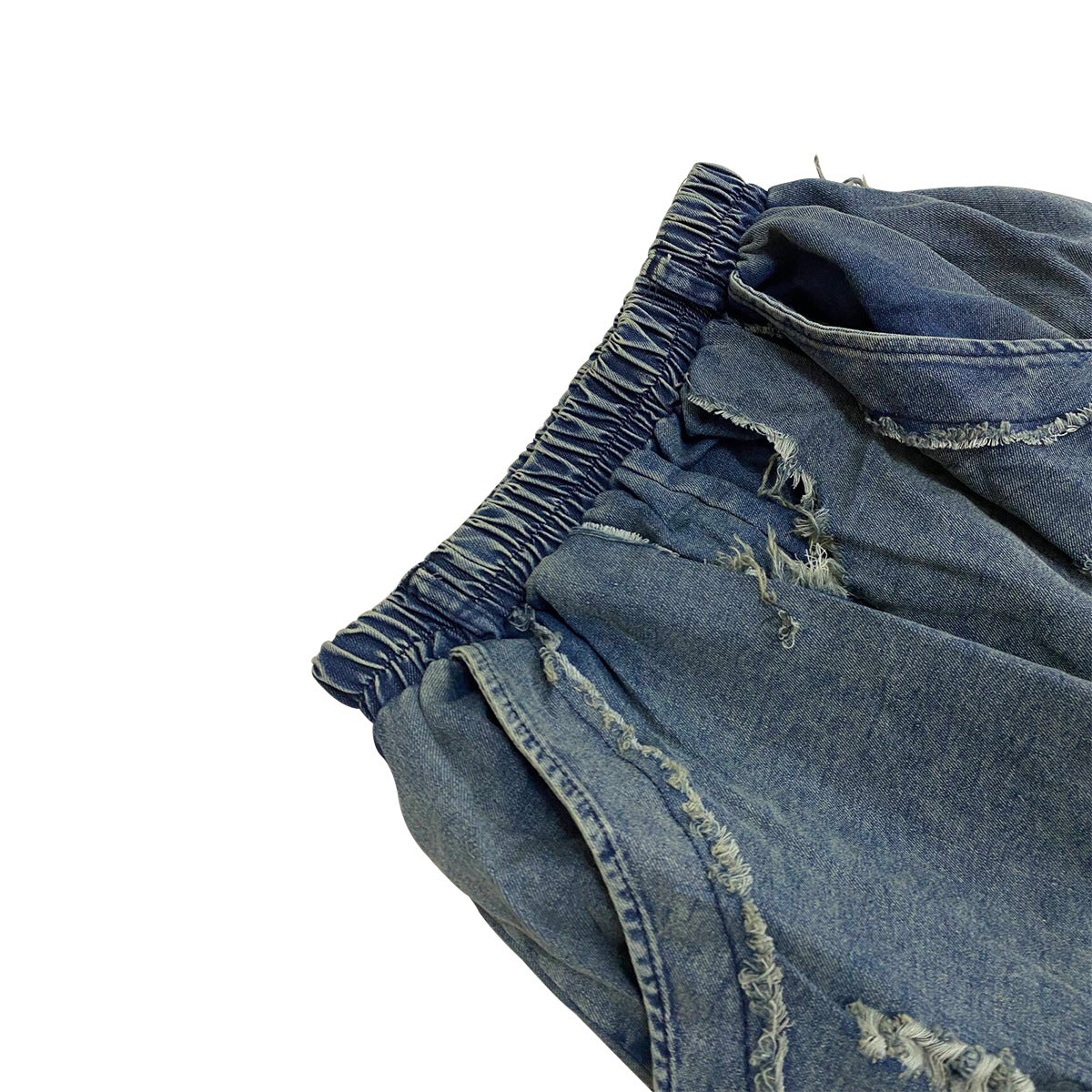 Women's Fashion Washed Ripped Loose Denim Patchwork Pants 10