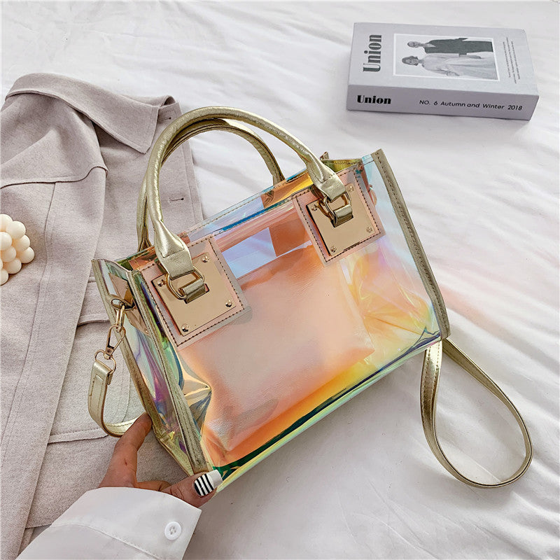 Women's Trendy Transparent Laser Pvc Handbag Crossbody Bag Shoulder Bag 15