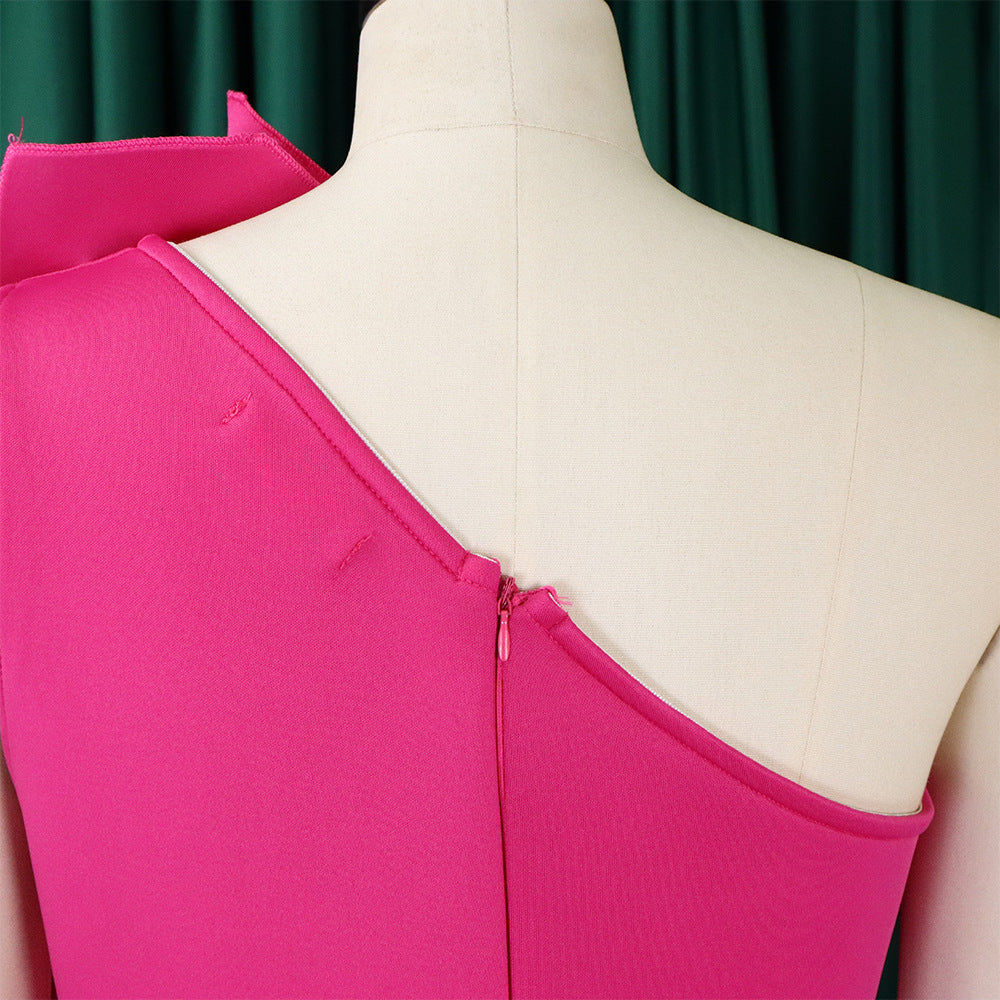 Plus Size Women Solid Sexy Pleated Formal Party Dress 20