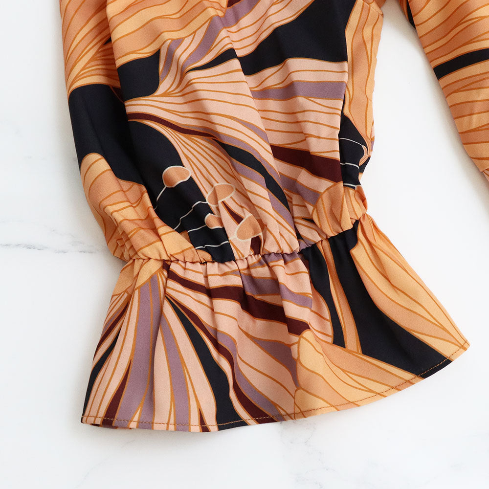 Casual Chic Printed Puff Sleeve V-Neck Lace-Up Dress 13