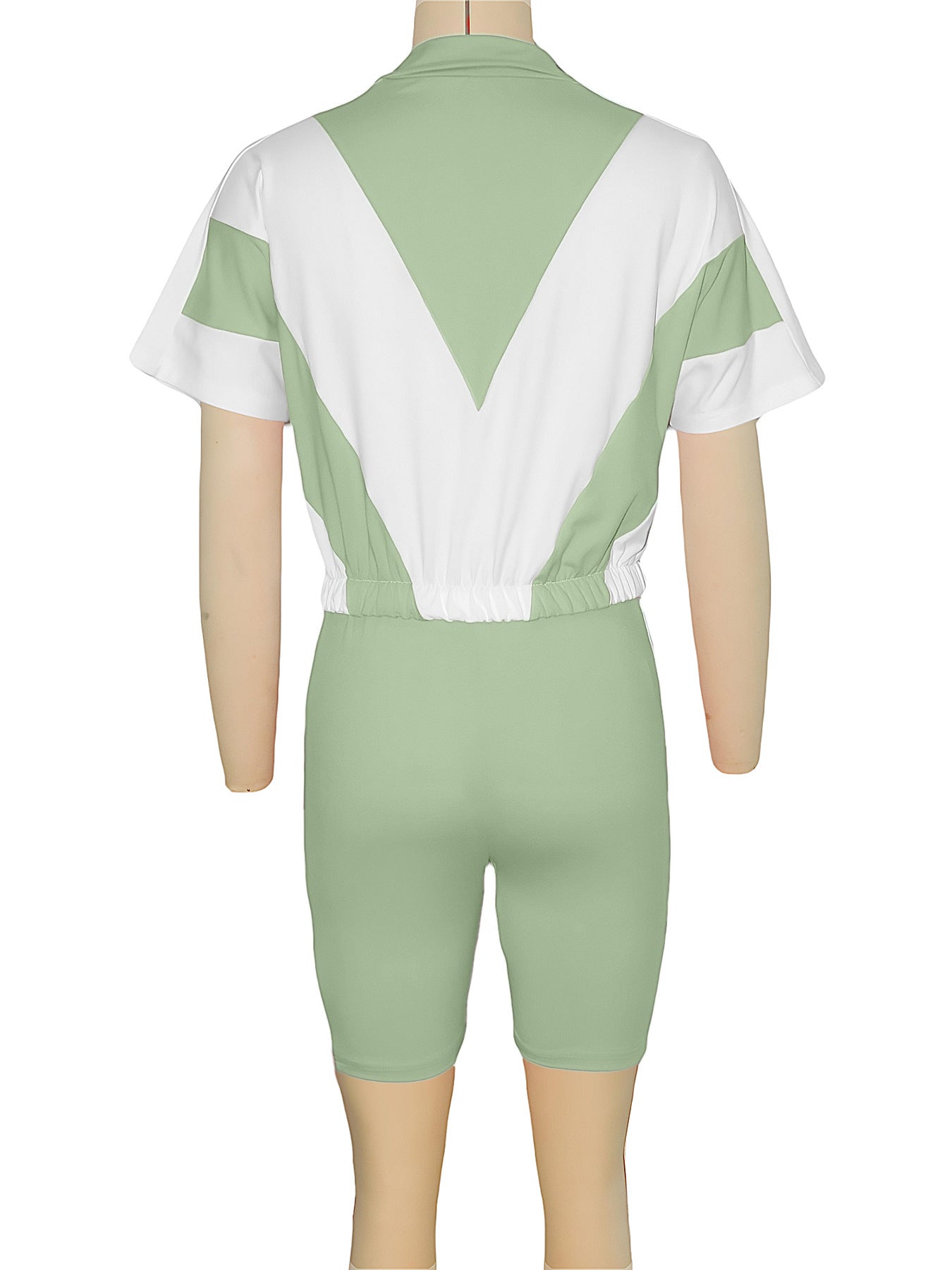 Women contrast color sports Casual short-sleeved Top and shorts two-piece set 29