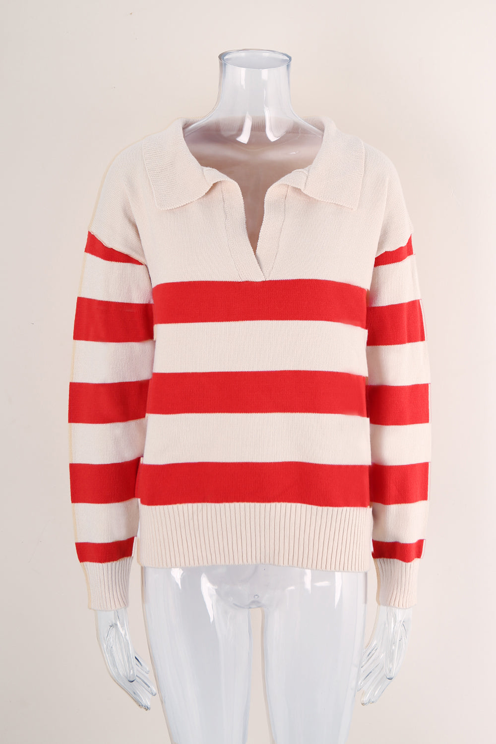 Plus Size Women Stripe Patchwork Sweater 13