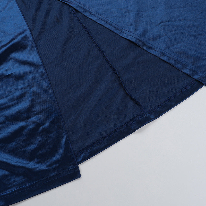 Autumn Chic Sexy Deep V Slim Waist Satin Slit Dress 29