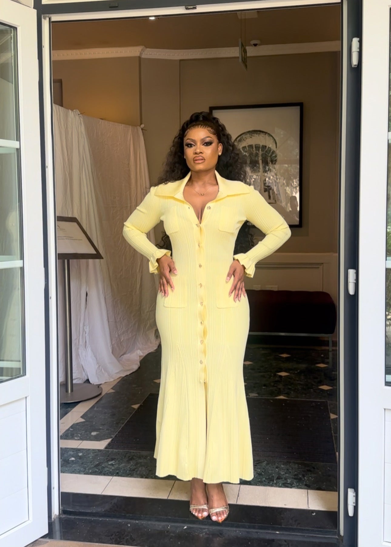 Long Sleeve Slim Waist Elegant Fall Winter Chic Knit Dress