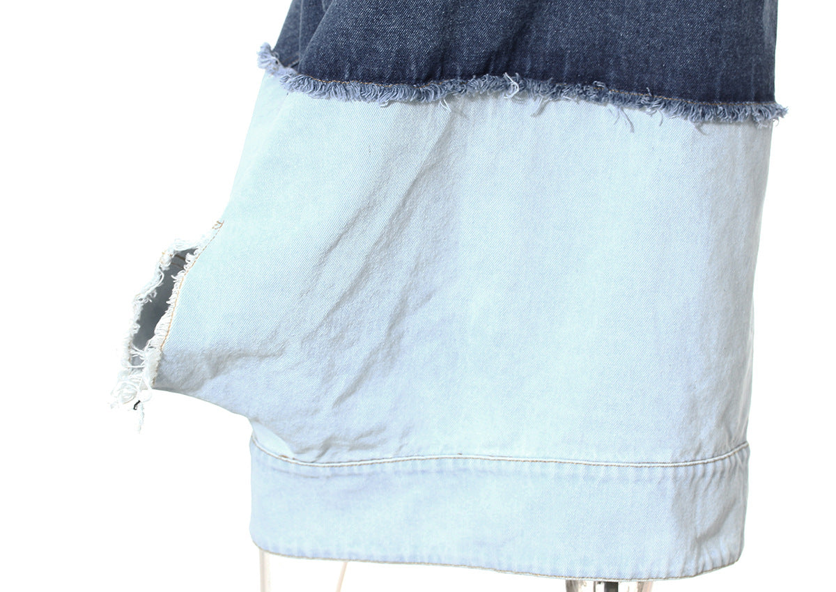 Women spring clothes contrast color Patchwork Style Skirt 5