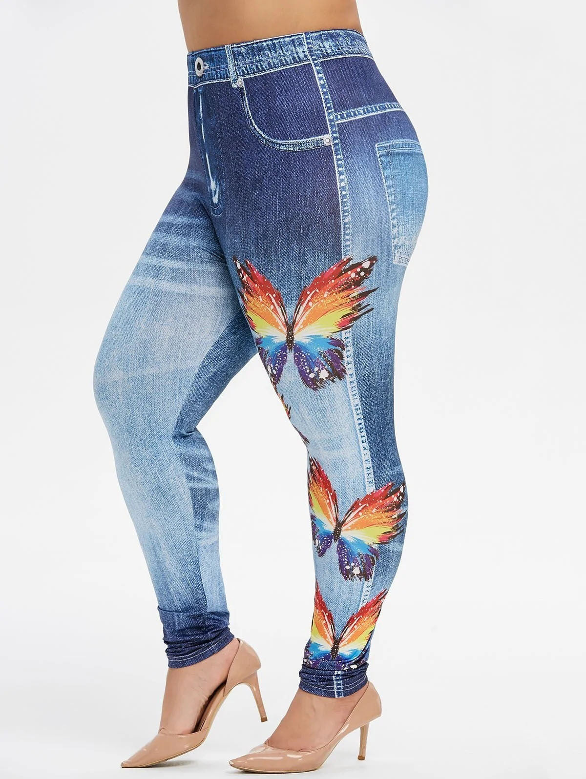 Women's Printed Multicolor High Waist Butterfly Slim Butt Lift Workout Pants 12