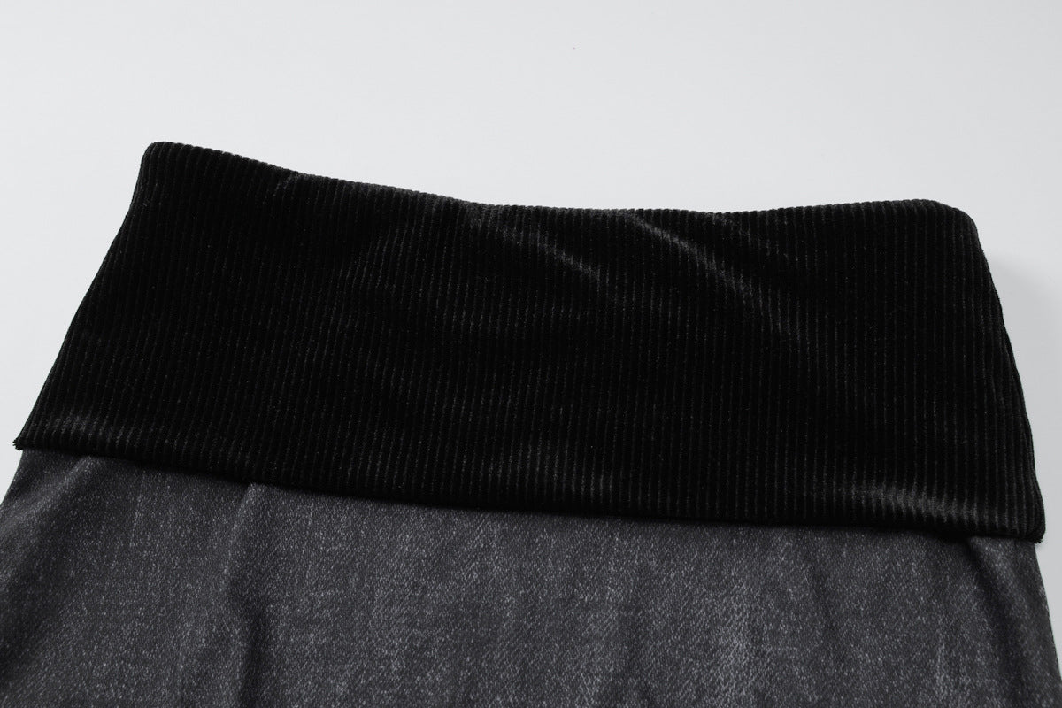 Women Fall and Winter Sexy Off Shoulder Crop Top and Slit Skirt Two Piece Set 8