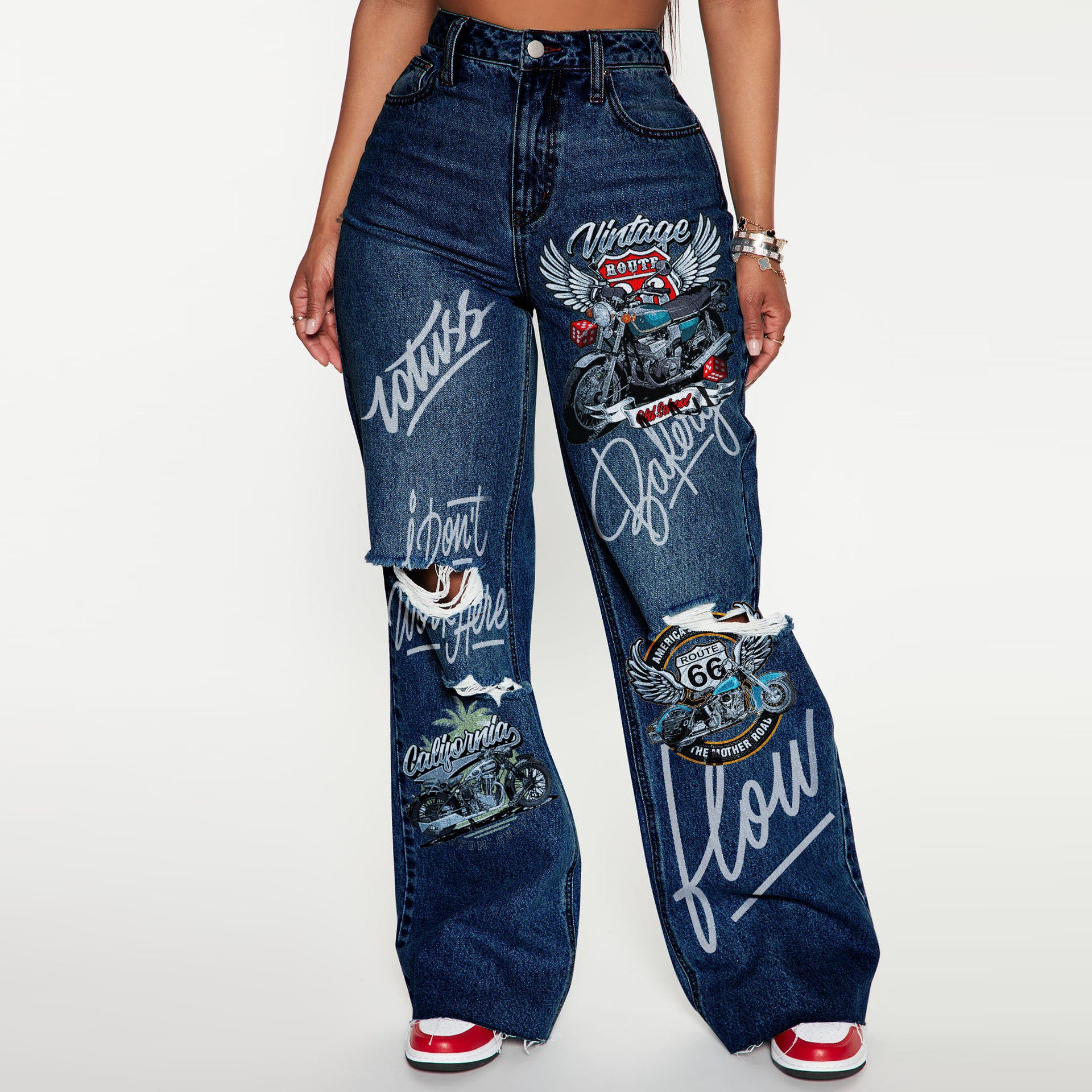 Women Ripped Jeans Denim Pants 5