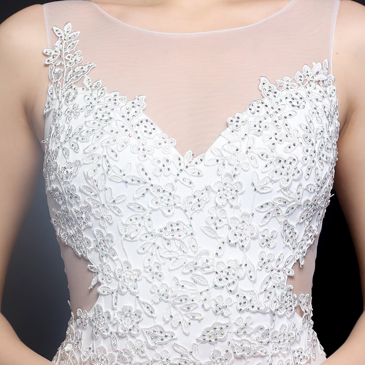 Women Lace Rhinestone Fishtail Evening Dress 26