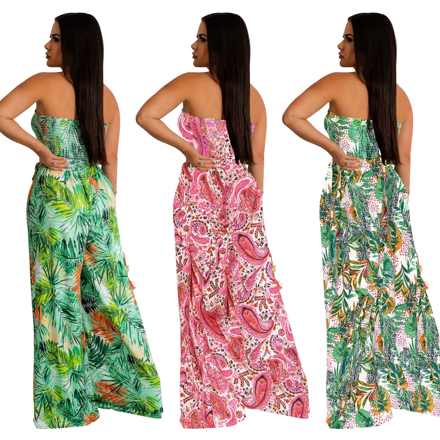 Ladies Fashion Floral Print Sleeveless Collar Jumpsuit 8