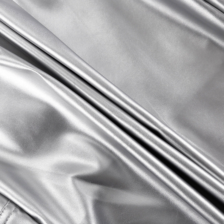 Women's Sexy High Waist Bodycon Metallic Pu Leather Skirt 12