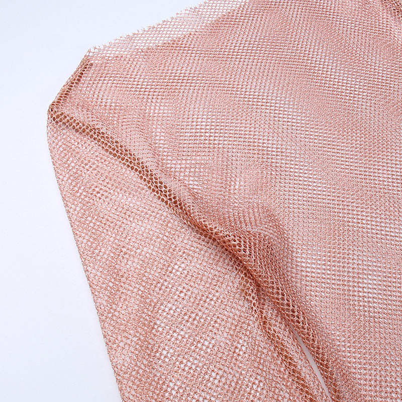 Furry Long Sleeve See-Through Mesh Fashion Trend Sexy Women's Nightclub  Dress 20