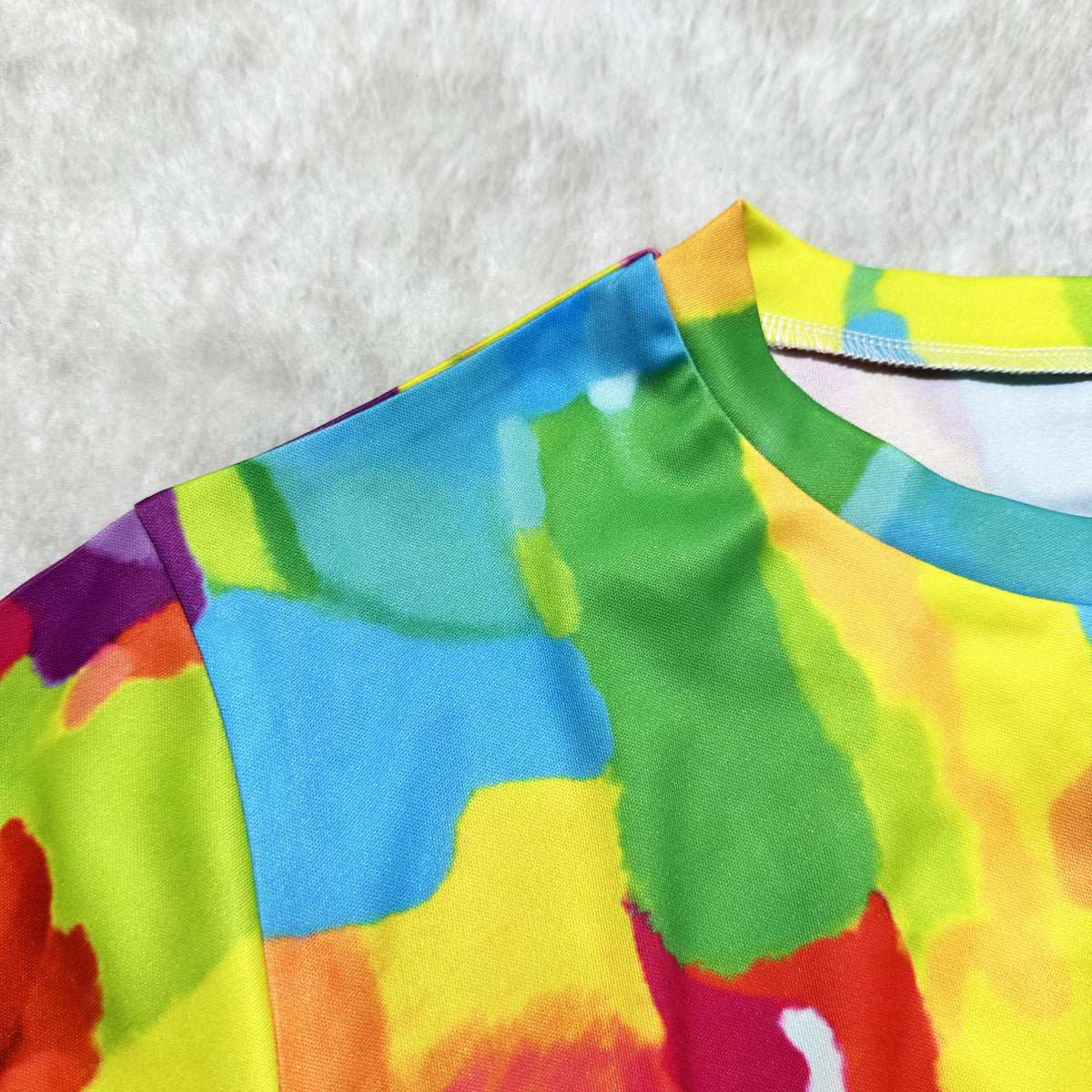 Women Casual Solid printed short-sleeved top and shorts two-piece set 31