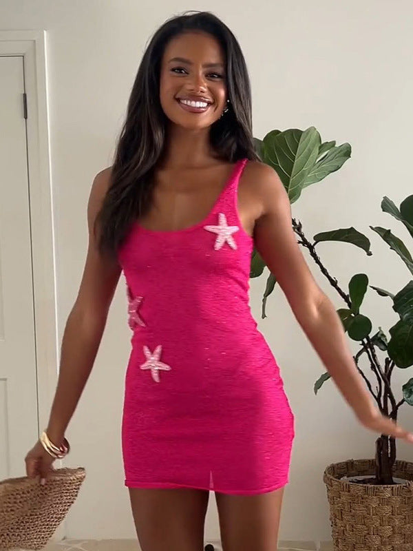 Summer Women's Sexy Knit Sequin Star-Pattern Mini Dress 4